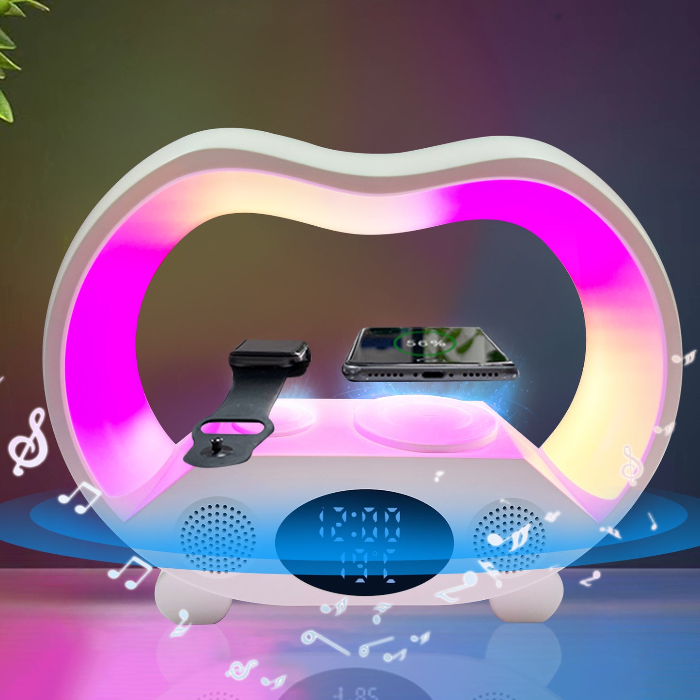 ✨ 2024年新作|6 in 1 スマート多機能ワイヤレスライトスピーカー(Bluetooth対応・リモコン付き) ✨Lamp Multi-function Wireless Charger Night Light Bluetooth-compatible Speaker