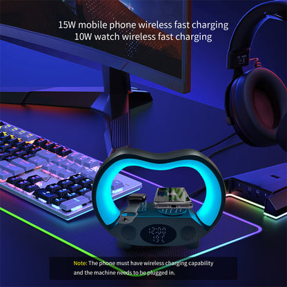 ✨ 2024年新作｜6 in 1 スマート多機能ワイヤレスライトスピーカー（Bluetooth対応・リモコン付き） ✨Lamp Multi-function Wireless Charger Night Light Bluetooth-compatible Speaker