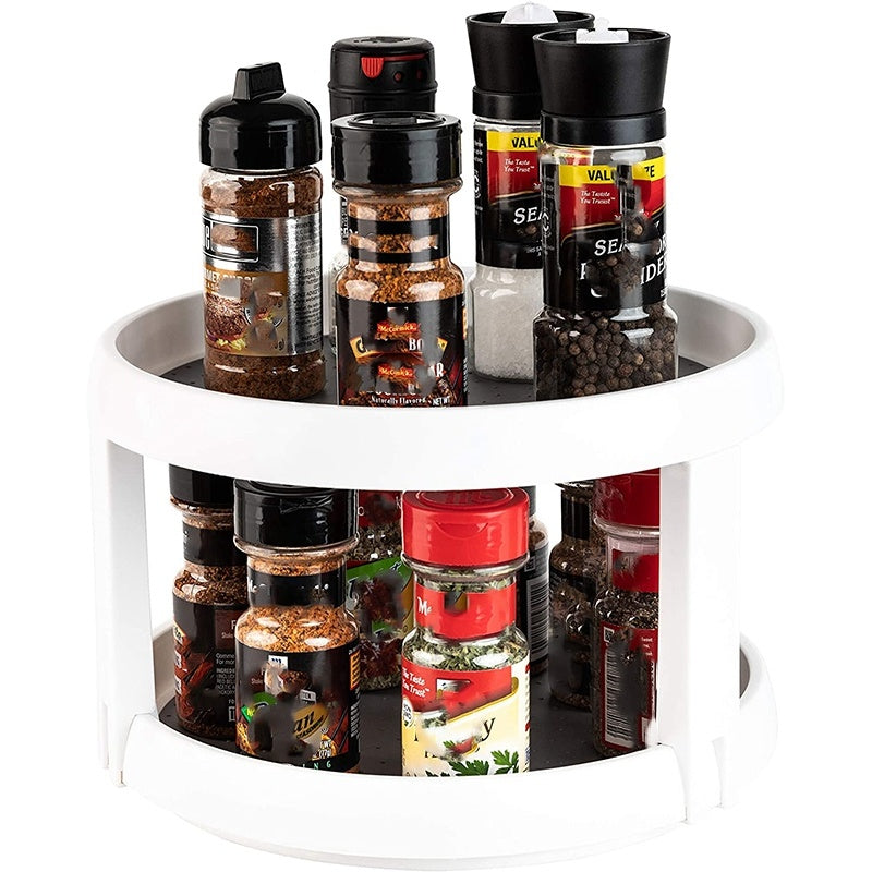 Two Level Storage Turntable - Multi Level Rotary Kitchen Spice Manager for Cabinets, Pantries, Bathrooms, Refrigerators