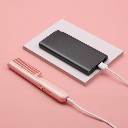 ✨ タイトル（日本語）:
ポータブル2in1ヘアストレートコーム💖USB充電式でどこでもサロン級の仕上がり！