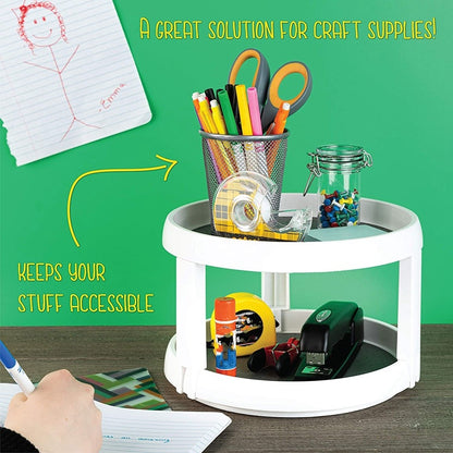 Two Level Storage Turntable - Multi Level Rotary Kitchen Spice Manager for Cabinets, Pantries, Bathrooms, Refrigerators